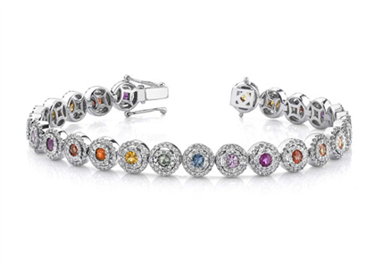 Silver Plated Multicolored stone Tennis bracelet